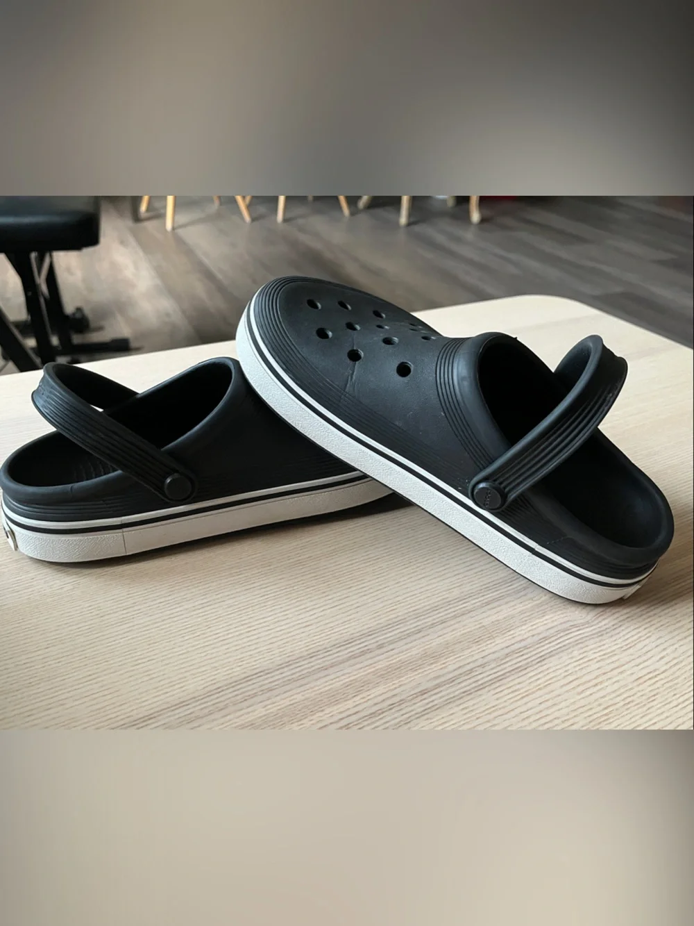 CROCS Kids Black Clog with White Trim